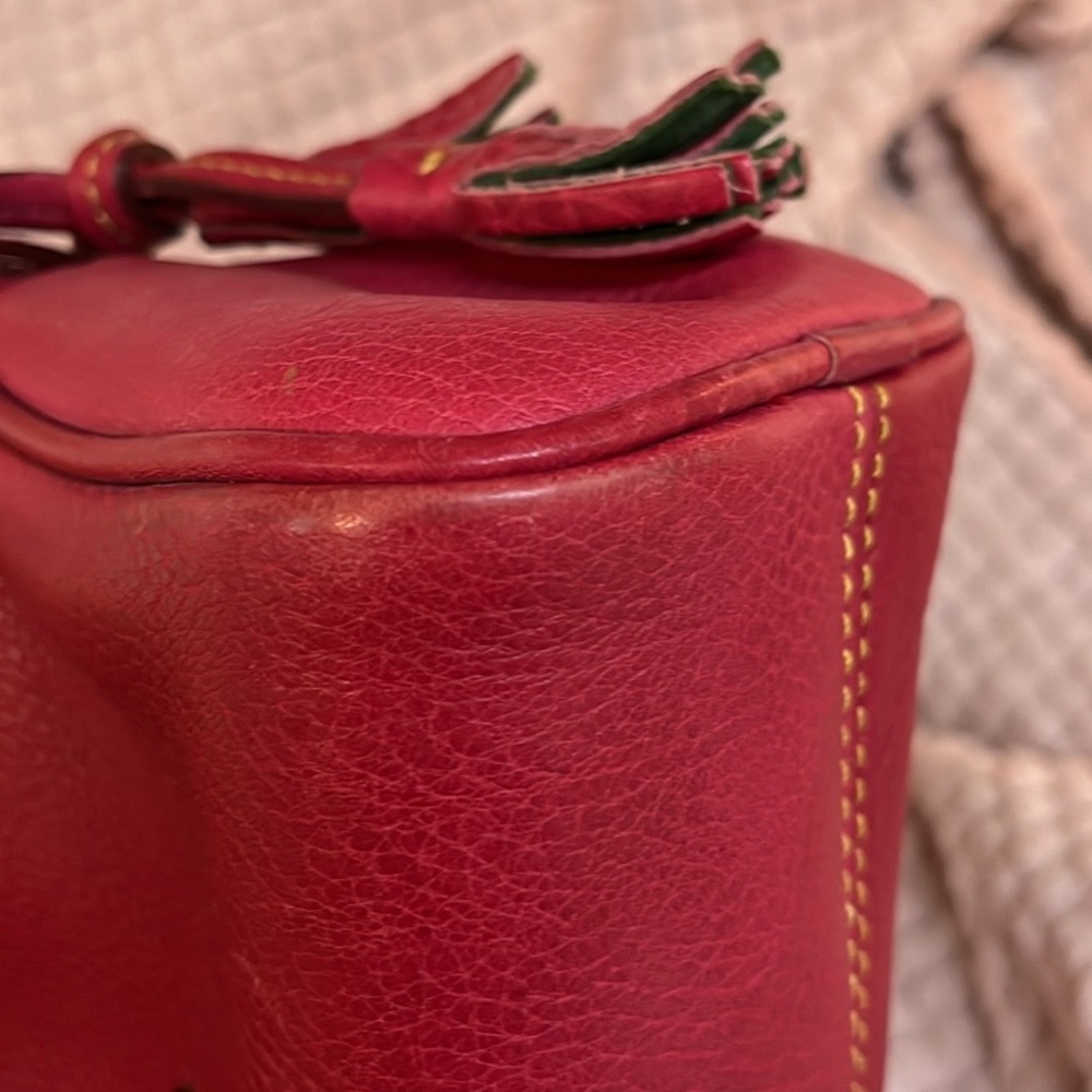 Dooney & Bourke Pink Leather Tassel Zip Up Crossbody Mini Florentine Bag Purse